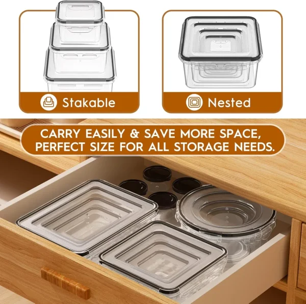 52 Pcs Larger Food Storage Containers with Lids Airtight (26 Containers & 26 Lids), Meal Prep Container for Pantry & Kitchen Organization, BPA-Free, Leak-Proof with Labels & Marker Pen