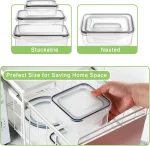 32 Pieces Food Storage Containers Set with Snap Lids (16 Lids + 16 Containers), Plastic Containers, BPA-Free Lunch Container Bento Box for Home, Black