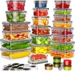52 Pcs Larger Food Storage Containers with Lids Airtight (26 Containers & 26 Lids), Meal Prep Container for Pantry & Kitchen Organization, BPA-Free, Leak-Proof with Labels & Marker Pen