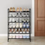 3 Tier Stackable Shoe Rack, Expandable Adjustable Shoe Shelf Storage Organizer, Wire Grid, Black