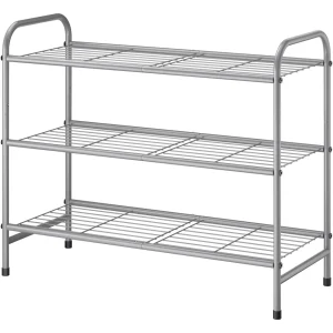 Shoe Rack, Stainless Steel Shoe Organizer, Sturdy Shoe Rack for Closet and Front Door Entrance, Free Standing Shoe Shelf, Closet Organizers and Storage, Grey