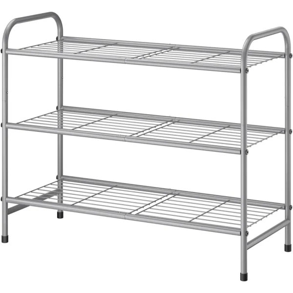 Shoe Rack, Stainless Steel Shoe Organizer, Sturdy Shoe Rack for Closet and Front Door Entrance, Free Standing Shoe Shelf, Closet Organizers and Storage, Grey