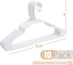 10 Pack White Plastic Clothes Hangers, Shirt Hangers for Closet