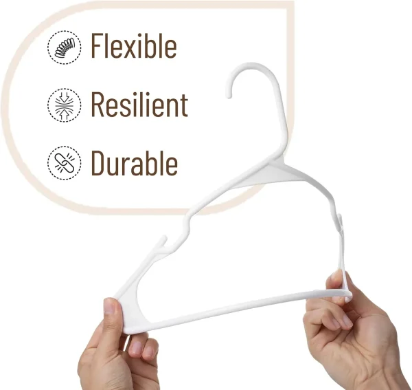 10 Pack White Plastic Clothes Hangers, Shirt Hangers for Closet