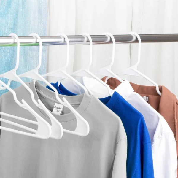 10 Pack White Plastic Clothes Hangers, Shirt Hangers for Closet