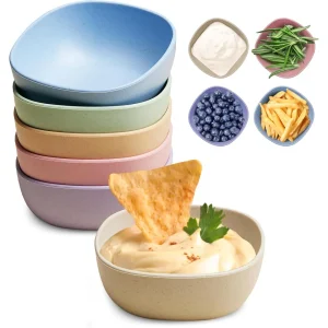 6 Pack Wheat Straw Soy Sauce Dishes, 4.5 OZ Small Dessert Bowls, Unbreakable Dipping Bowl, Pinch Bowls Set, Dipping Sauce Cups, Mini Prep Bowls, Dip Bowls for Side Dish, Ketchup, Soy, BBQ