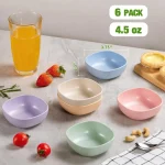 6 Pack Wheat Straw Soy Sauce Dishes, 4.5 OZ Small Dessert Bowls, Unbreakable Dipping Bowl, Pinch Bowls Set, Dipping Sauce Cups, Mini Prep Bowls, Dip Bowls for Side Dish, Ketchup, Soy, BBQ