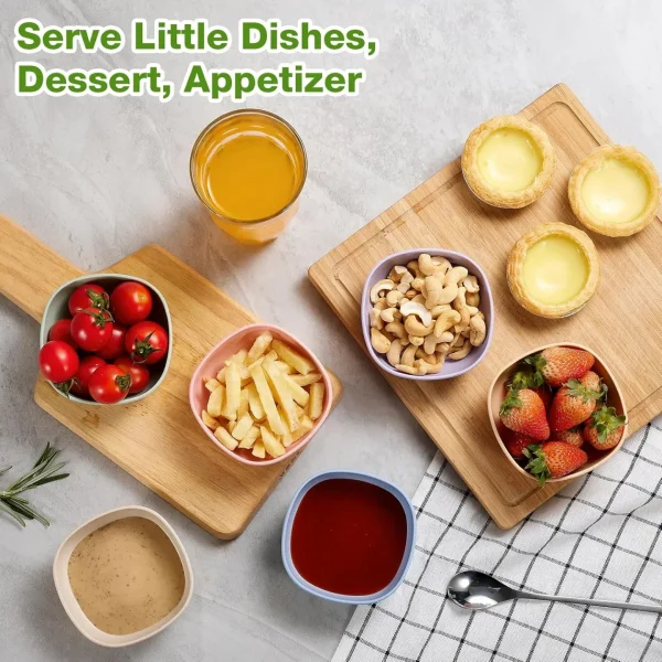 6 Pack Wheat Straw Soy Sauce Dishes, 4.5 OZ Small Dessert Bowls, Unbreakable Dipping Bowl, Pinch Bowls Set, Dipping Sauce Cups, Mini Prep Bowls, Dip Bowls for Side Dish, Ketchup, Soy, BBQ
