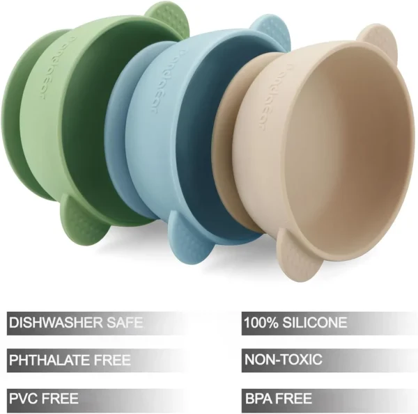 3 Pack Stainless Steel Baby Suction Bowls, Non-Slip Child Food Bowl with Silicone Sleeve for Kids Toddlers Infants, Unbreakable & Mess Free