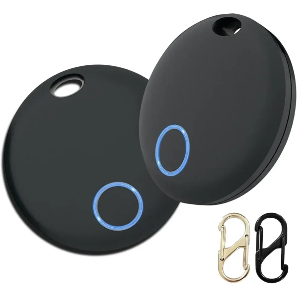 Tracker Tags 2 Pack, Luggage Tracking Compatible, Key Finder Locator With Sound, Smart Item Finder for Keys, Bags, Suitcases, Black