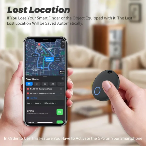 Tracker Tags 2 Pack, Luggage Tracking Compatible, Key Finder Locator With Sound, Smart Item Finder for Keys, Bags, Suitcases, Black