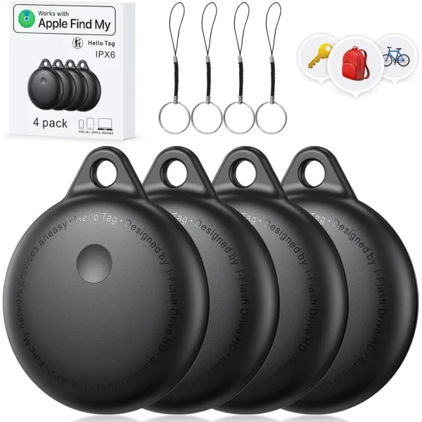 Air Tags-4 Pack, Smart Bluetooth Tracker Work with Apple Find My, Key Finders and Find My Tracker, Game Changer Waterproof Smart Tag with Key Ring GPS Tracker Tag for Keys/Luggage/Wallet/Pets etc