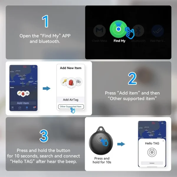 Air Tags-4 Pack, Smart Bluetooth Tracker Work with Apple Find My, Key Finders and Find My Tracker, Game Changer Waterproof Smart Tag with Key Ring GPS Tracker Tag for Keys/Luggage/Wallet/Pets etc