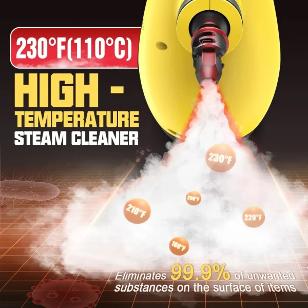 Pressurized Handheld Steam Cleaner for Home, Multi-Surface Steamer with 12 Accessories, 12.8oz Natural Steamer for Cleaning Car, Bathroom, Shower, Upholstery, Grout, Window, Grease
