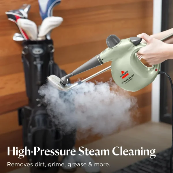 Handheld portable steam cleaner for tile, grout, windows, bathrooms, kitchens, fabric steaming tool, includes 10 tools