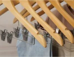 16Pack Wooden Hangers Skirt Hangers with Clips, Solid Wood Pants Hangers Natural Smooth Finish High-Grade Selected Wood Hangers with Sturdy Metal Clips for Blouse Dress Coat Jacket