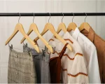 16Pack Wooden Hangers Skirt Hangers with Clips, Solid Wood Pants Hangers Natural Smooth Finish High-Grade Selected Wood Hangers with Sturdy Metal Clips for Blouse Dress Coat Jacket