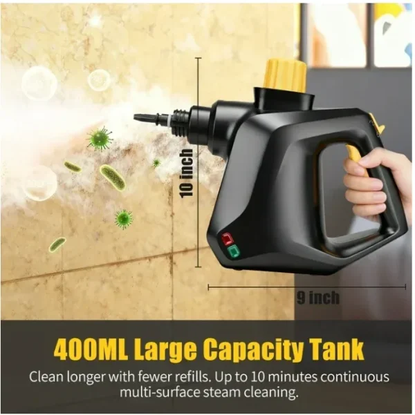 Askmuse Steam Cleaner Handheld 230°F Pressurized Steamer, 400ml Large Tank, 9-in-1 Multi-Surface Cleaning Machine for Home, Car, Windows, Tile, Grout and Furniture, Portable Steam Cleaning Appliance