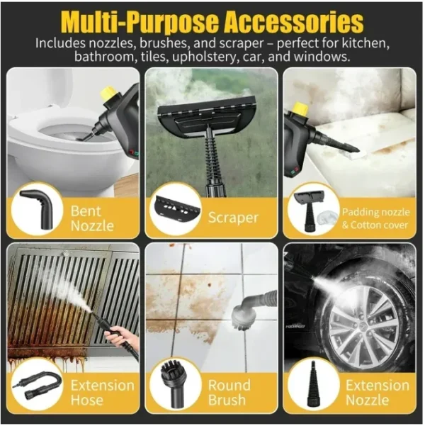 Askmuse Steam Cleaner Handheld 230°F Pressurized Steamer, 400ml Large Tank, 9-in-1 Multi-Surface Cleaning Machine for Home, Car, Windows, Tile, Grout and Furniture, Portable Steam Cleaning Appliance