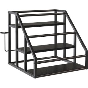 3 Tier Countertop Storage Shelves, Coffee Syrup Rack Organizer, Kitchen Storage, 12 Syrup Bottle Stand Holder for Wine, Liquor, Kitchen Coffee Station Organizer Rack, Black