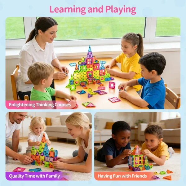 Askmuse 250PCS Magnetic Tiles, Magnet Building Toys for Kids, Christmas STEM Building Magnetic Blocks Set, Strong Magnetic Construction Tiles, Creative Educational Gift for Toddlers Boys Girls 3+