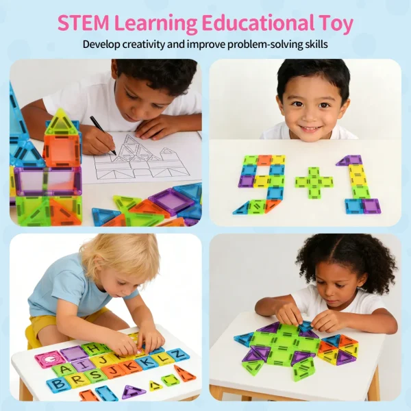 Askmuse 250PCS Magnetic Tiles, Magnet Building Toys for Kids, Christmas STEM Building Magnetic Blocks Set, Strong Magnetic Construction Tiles, Creative Educational Gift for Toddlers Boys Girls 3+