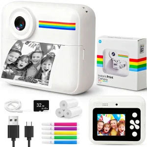 Askmuse Kids Instant Print Camera,2.4in HD Screen,48MP Photo,1080P Video,Rechargeable,Toy Camera with Games Music,Ideal Birthday Gift for Boys Girls