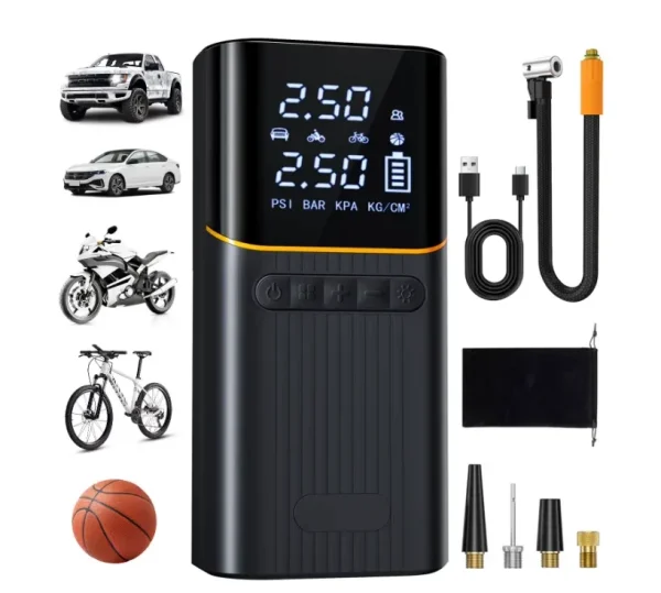 Askmuse Tire Inflator Portable Air Compressor Car Accessories, 150PSI Fast Inflation Cordless Air Pump with Digital Auto Shut-Off, LED Light, for Car Tires, Bike, Ball, Inflatables, Travel Emergency