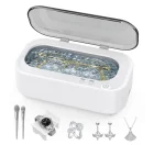 Askmuse Ultrasonic Jewelry Cleaner Machine, Ring Cleaner with Accessory Holder, 48KHz Deep Wash, 12oz 304 SS Tank, Dual Modes for Retainer, Denture, Glasses, Gold, Silver, Diamond Ring, Home Use Gift