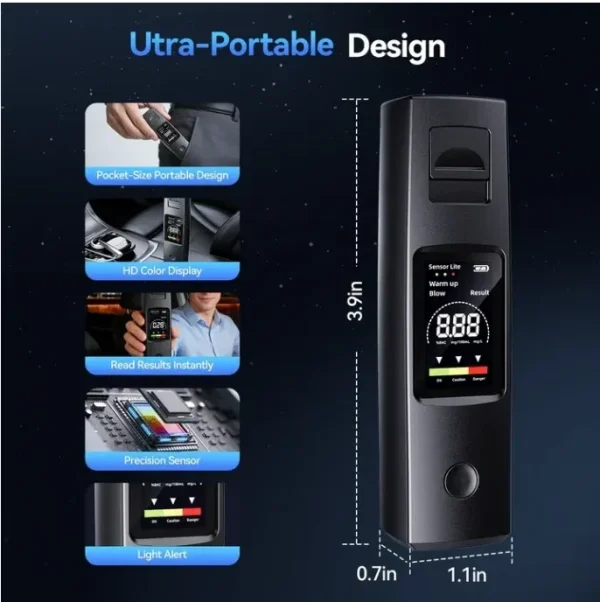 Askmuse Portable Alcohol Breathalyzer Tester: Personal Breathalyzers for Alcohol, USB-C Rechargeable Pocket Breathalyzer with Precision Sensor, Color LCD & Voice Alert for Home & Party Use