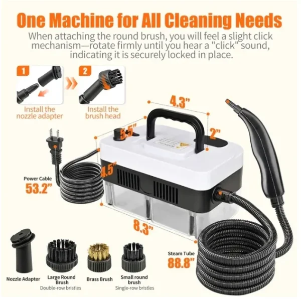 Askmuse Steam Cleaner Handheld Portable High Pressure, 221°F Fast Heat, 1350W 5-Level Adjustable Steamer Cleaning with 41oz Tank & Accessories for Car, Home, Floor, Tile, Furniture, Kitchen, Walls