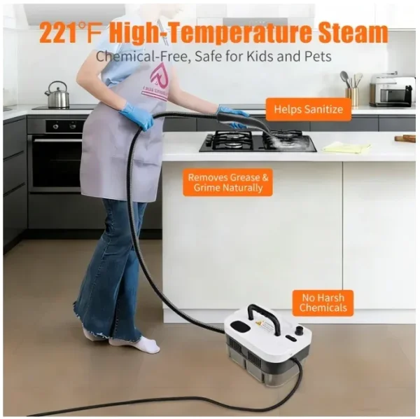 Askmuse Steam Cleaner Handheld Portable High Pressure, 221°F Fast Heat, 1350W 5-Level Adjustable Steamer Cleaning with 41oz Tank & Accessories for Car, Home, Floor, Tile, Furniture, Kitchen, Walls