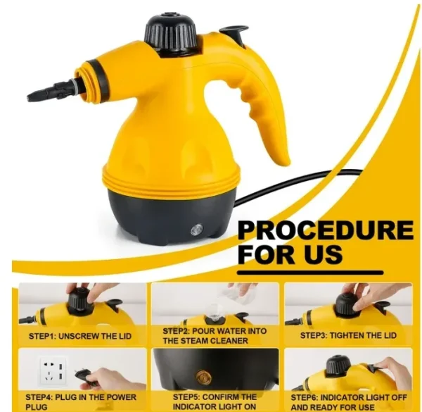 Askmuse Steam Cleaner for Home: Handheld Steamer for Cleaning, Multi-Surface Pressurized Portable Steamer for Cleaning Grout, Floor, Upholstery, Car, Windows, Bathroom, Kitchen