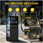 Askmuse Tire Inflator Portable Air Compressor Car Accessories, 150PSI Fast Inflation Cordless Air Pump with Digital Auto Shut-Off, LED Light, for Car Tires, Bike, Ball, Inflatables, Travel Emergency