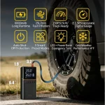 Askmuse Tire Inflator Portable Air Compressor Car Accessories, 150PSI Fast Inflation Cordless Air Pump with Digital Auto Shut-Off, LED Light, for Car Tires, Bike, Ball, Inflatables, Travel Emergency