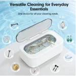 Askmuse Ultrasonic Jewelry Cleaner Machine, Ring Cleaner with Accessory Holder, 48KHz Deep Wash, 12oz 304 SS Tank, Dual Modes for Retainer, Denture, Glasses, Gold, Silver, Diamond Ring, Home Use Gift