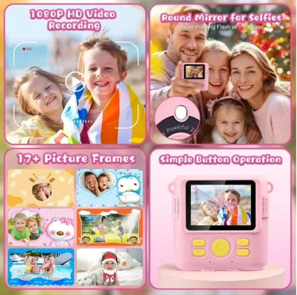 Instant Camera for Kids 3-12: Askmuse Kids Print Camera for Boys, Girls, Kids Camera Instant Print, Pink