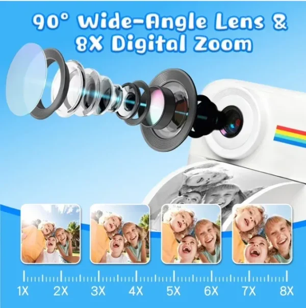 Askmuse Kids Instant Print Camera,2.4in HD Screen,48MP Photo,1080P Video,Rechargeable,Toy Camera with Games Music,Ideal Birthday Gift for Boys Girls